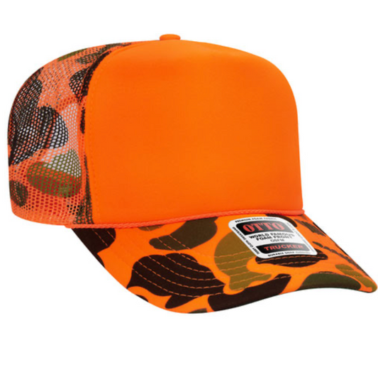 Tank'd Trucker Hat - Orange/Camo